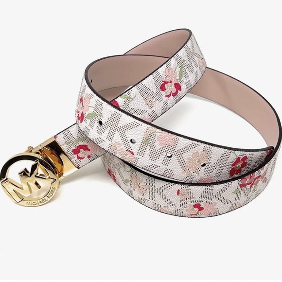Michael Kors Floral Print Logo Reversible Belt - Picture 3 of 3